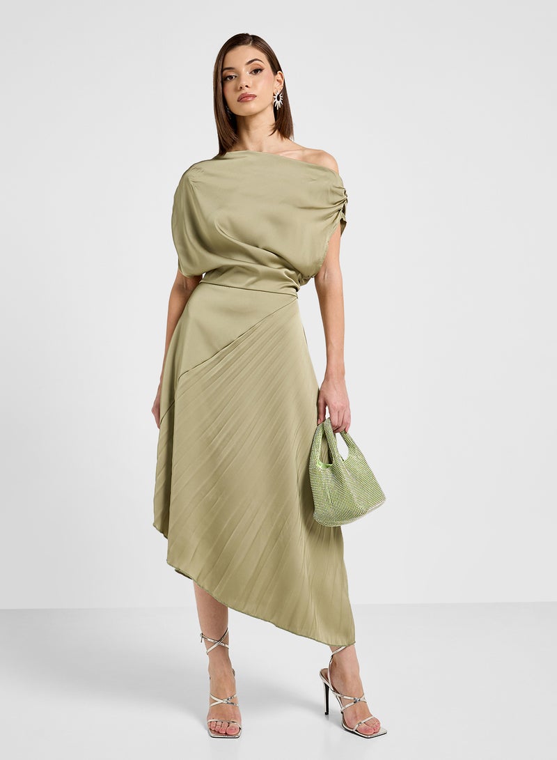 ELLA Pleated Asymmetrical Dress - Image 4