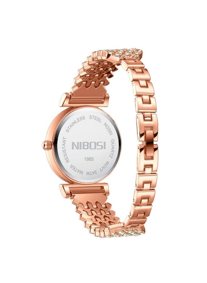 NIBOSI - NIBOSI Nylon Watches For Women,Rose Gold Dial Women Watches Analog Ladies Watches For Women Latest Stylish Diamond Wrist Watches For Girls Fashion Branded Watches(Rose Gold), Rose Gold Band - Image 1