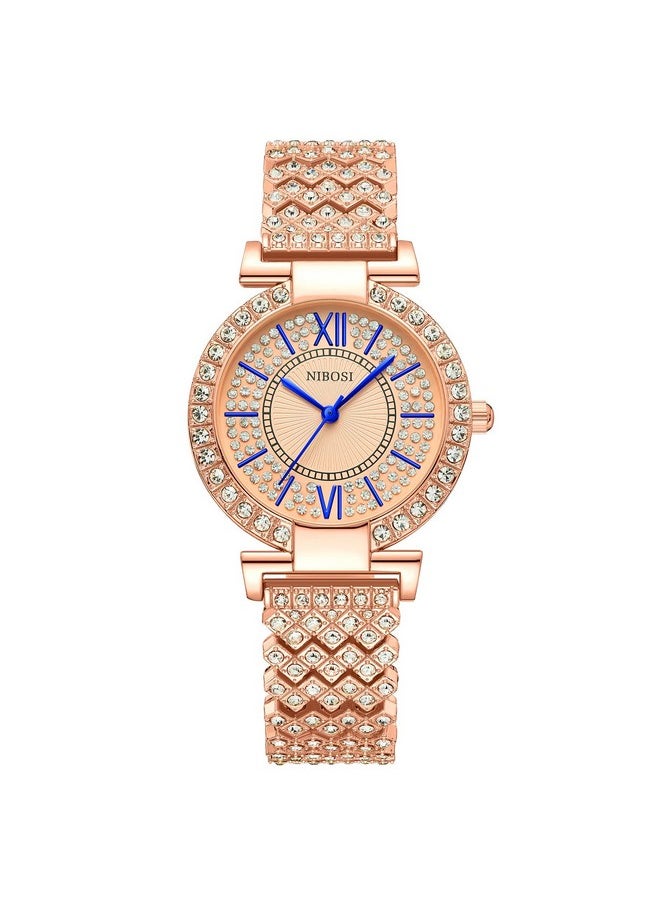 NIBOSI - NIBOSI Nylon Watches For Women,Rose Gold Dial Women Watches Analog Ladies Watches For Women Latest Stylish Diamond Wrist Watches For Girls Fashion Branded Watches(Rose Gold), Rose Gold Band - Image 1