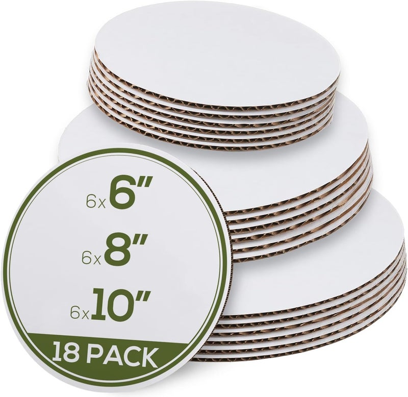 StarMar Set of 18 - Cake Board Rounds, Circle Cardboard Base, 6, 8 and 10-Inch. Perfect for Cake Decorating, 6 of Each Size - Image 1