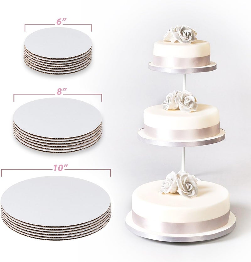 StarMar Set of 18 - Cake Board Rounds, Circle Cardboard Base, 6, 8 and 10-Inch. Perfect for Cake Decorating, 6 of Each Size - Image 2