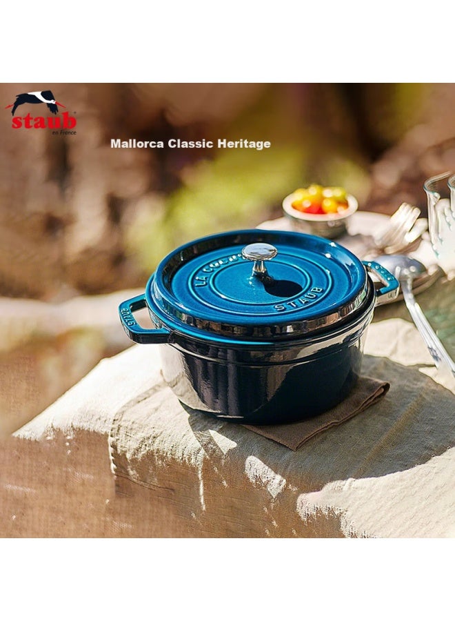 Staub French Enamel Cast Iron Soup Pot With Handles Blue 18cm 1003258 - Image 1