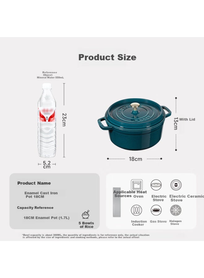 Staub French Enamel Cast Iron Soup Pot With Handles Blue 18cm 1003258 - Image 2