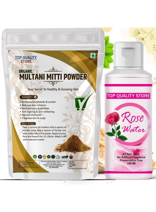 Top Quality Store TQS Rose Water & Multani Mitti Powder Face Care Pack For Remove Dark Sports - Image 1