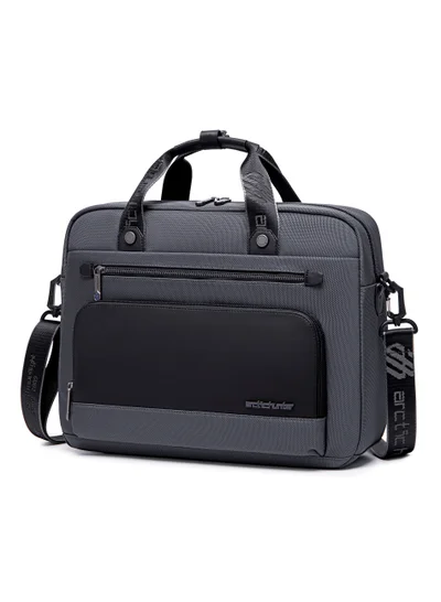 أركتيك هانتر Office Laptop Bag Water Resistant Anti Theft Messenger Bag 15.6 inch with 4 Zipper Pockets and Adjustable Shoulder Strap Sling Bag for Men and Women GW00017 Grey