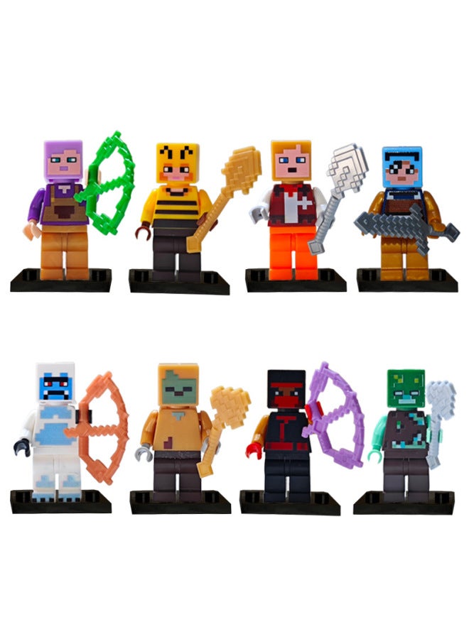 Cross-border 8 Superhero Ninja Eat Chicken Pixel World Building Blocks Doll Puzzle Assembly Toys For Foreign Trade