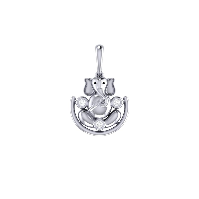 Silver Ganpati Pendant with CZ – A Symbol of Prosperity & Protection