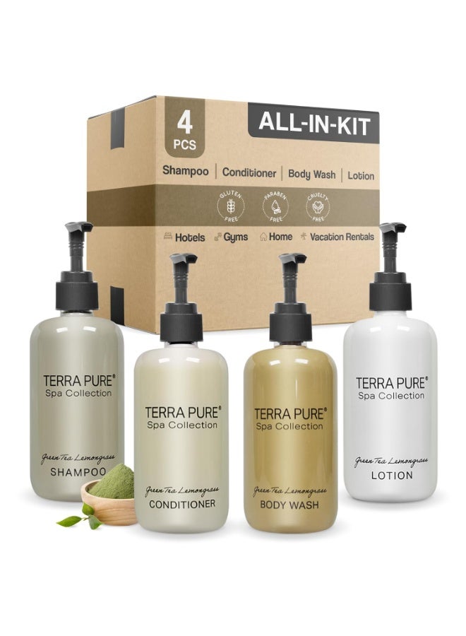 Terra Pure Terra Pure Spa Collection Amenities Set,10.14oz. Pumps (1 of Each) Shampoo, Conditioner, Hand/Body Wash, and Lotion - Image 1
