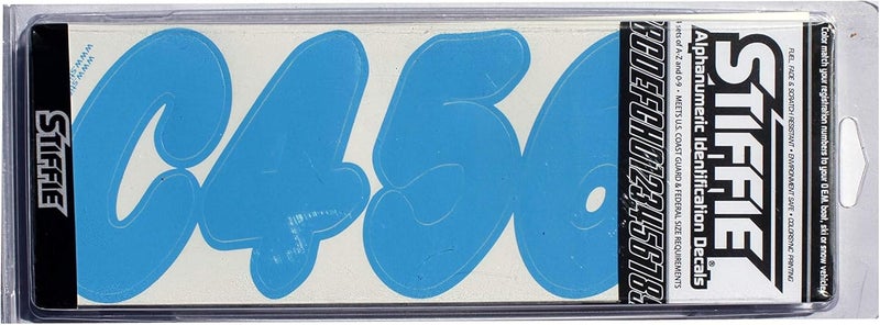 Stiffie Whip-One Sky Blue 3" Alpha-Numeric Registration Identification Numbers Stickers Decals for Boats & Personal Watercraft - Image 3