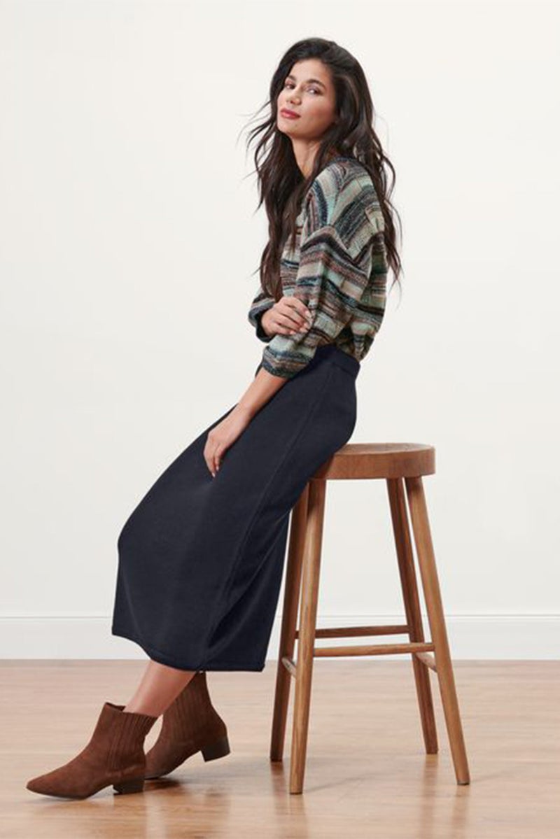 Tchibo Women Knitted Midi Skirts, Dark Blue - Image 1