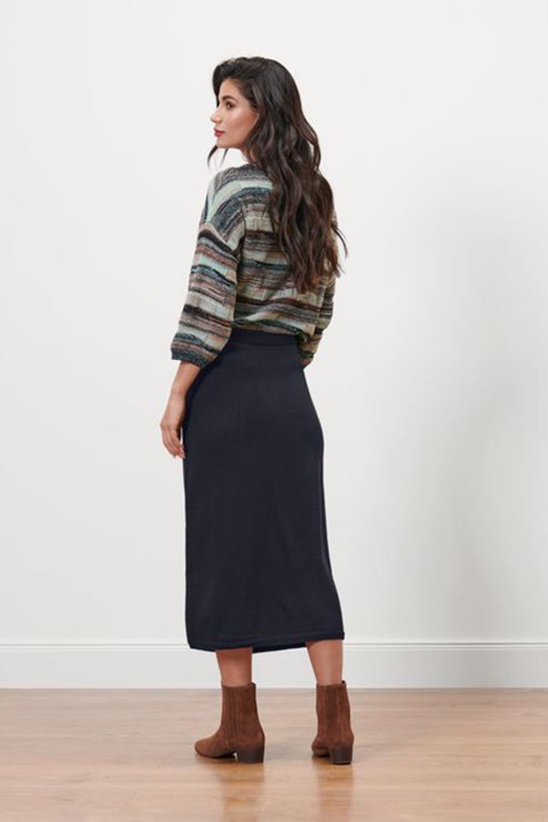 Tchibo Women Knitted Midi Skirts, Dark Blue - Image 2