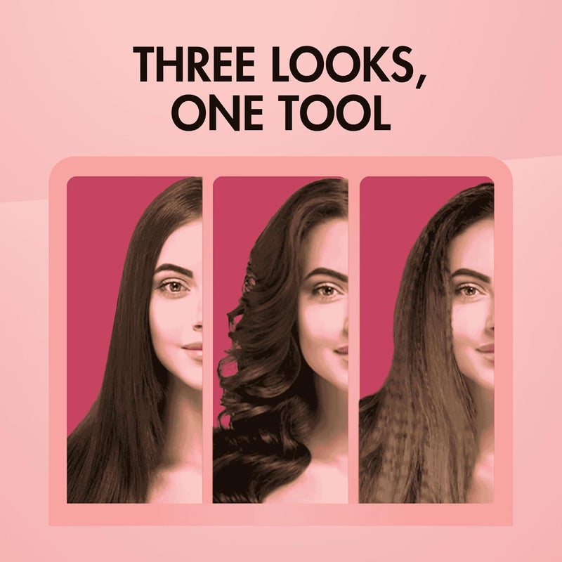 Concepta 3 in 1 Hair Straightener, Curler and Crimping Tool – Ceramic Hair Straightening Machine and Styler for Smooth, Curled & Crimped Hair (White & Pink) - Image 5