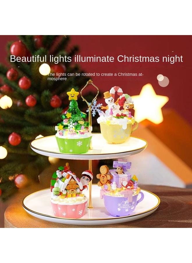 Bluejw Senbao Christmas Cake Cup 4 Boxed Small Particles Hand Assembled Toys Christmas Gift Christmas Hand Assembled - Image 4