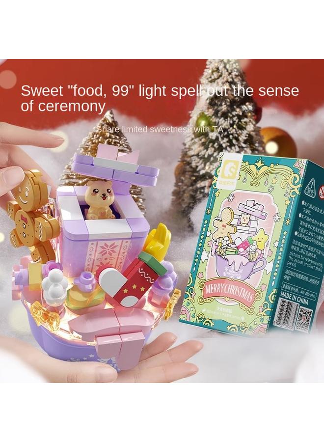 Bluejw Senbao Christmas Cake Cup 4 Boxed Small Particles Hand Assembled Toys Christmas Gift Christmas Hand Assembled - Image 3