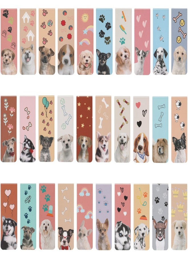 MWOOT 30 Pieces Dogs Magnetic Bookmarks,Lovely Puppy Page Markers for Student Teens Reading Lover,Cute Pet Face Magnet Book Clips Marks for Office Home Reading Supplies (30 Styles,2x6cm) - Image 1