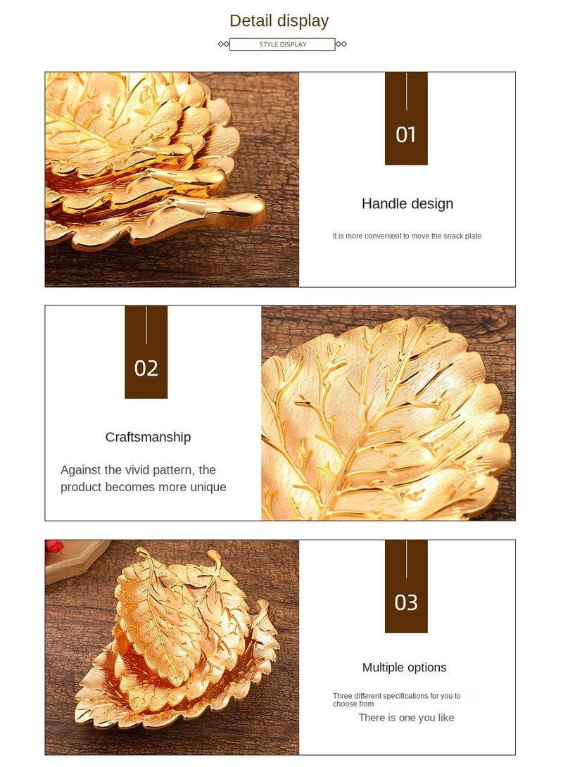 general 3-Piece Leaf Textured Snack Plate Home Living Room Snack Nut Decoration Fruit Plate Home Living Room Snack Nut Decoration Fruit Plate - Image 3