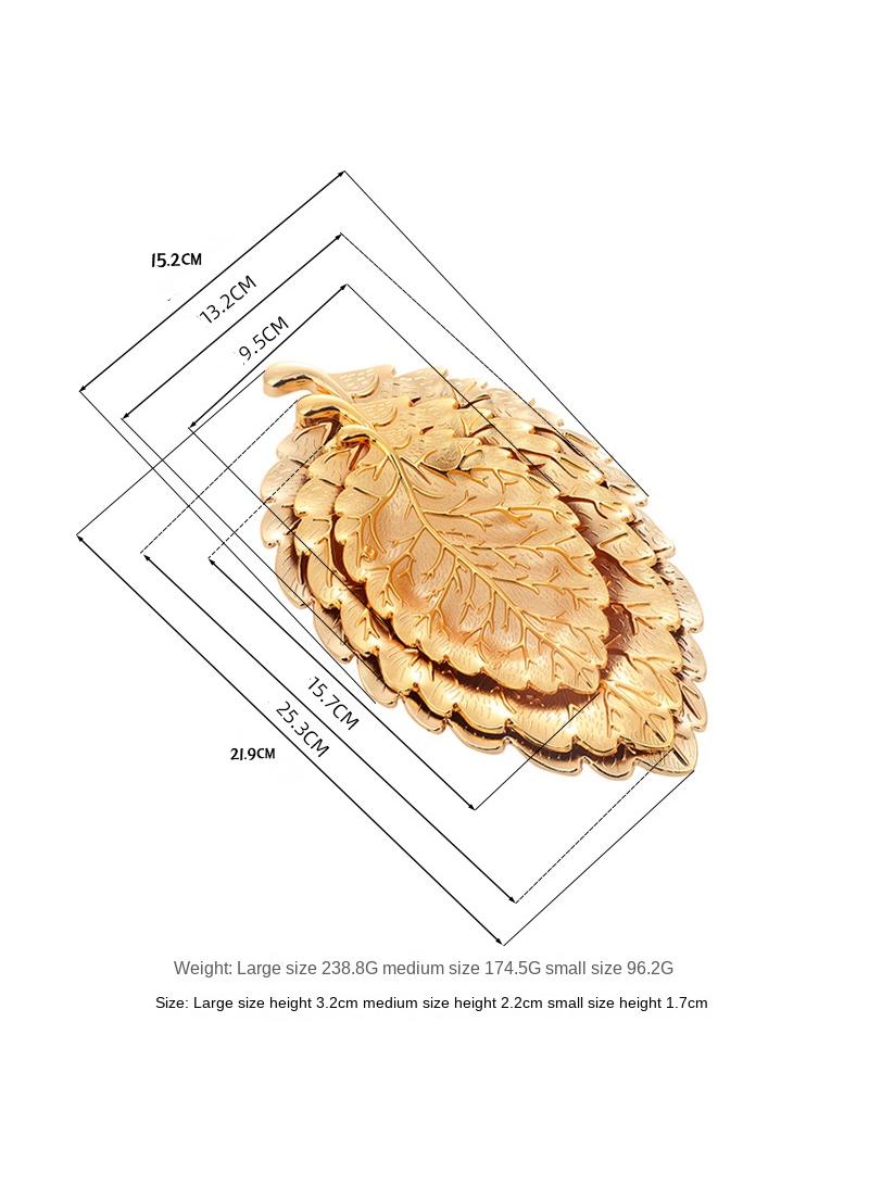 general 3-Piece Leaf Textured Snack Plate Home Living Room Snack Nut Decoration Fruit Plate Home Living Room Snack Nut Decoration Fruit Plate - Image 2