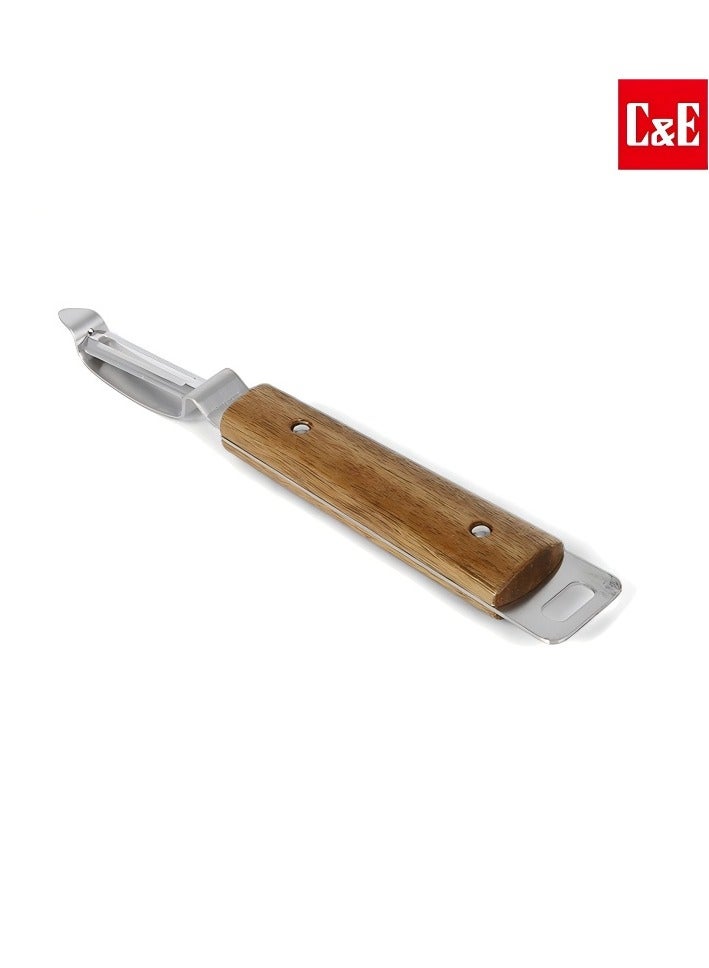 C&E Stainless Steel Peeler with Natural Wooden Grip  - Image 1