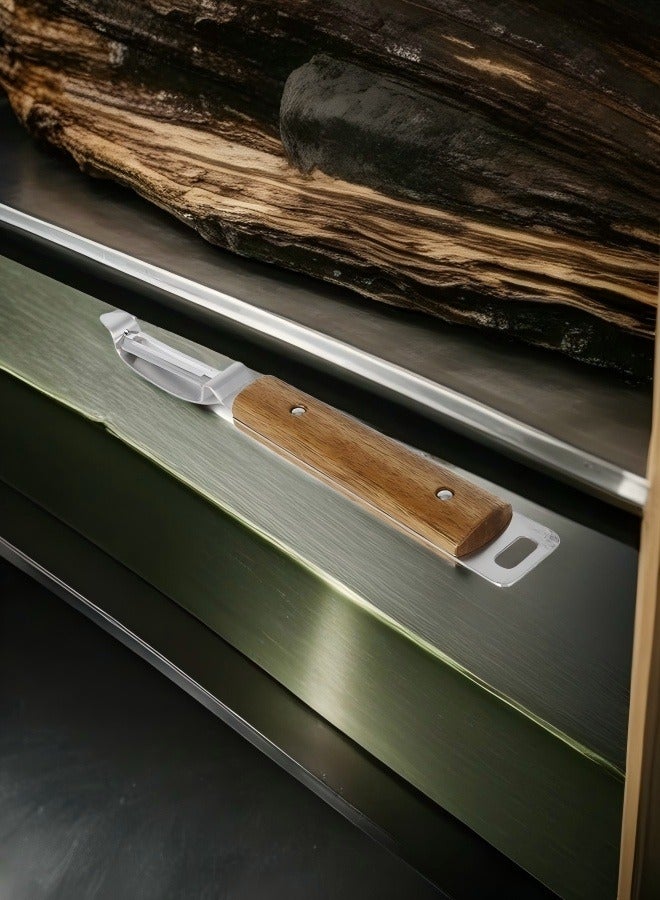 C&E Stainless Steel Peeler with Natural Wooden Grip  - Image 3