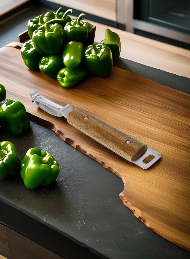 C&E Stainless Steel Peeler with Natural Wooden Grip  - Image 5