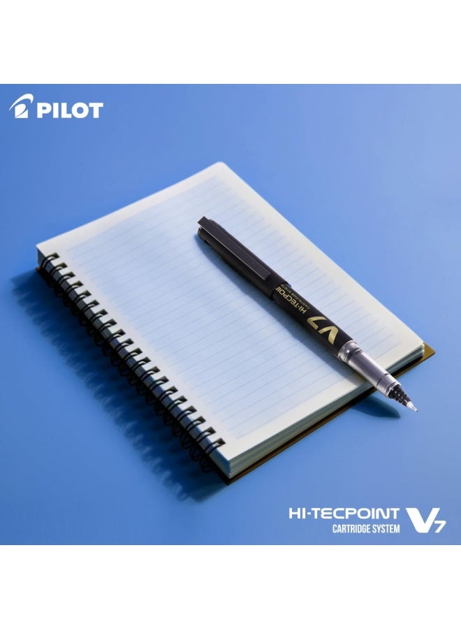 بايلوت قلم حبر جاف بايلوت V7 هاي-تك بوينت بنظام خرطوشة، أسود، قلم واحد مع خرطوشة حبر بديلة مجانية - Image 4