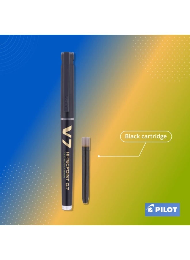 بايلوت قلم حبر جاف بايلوت V7 هاي-تك بوينت بنظام خرطوشة، أسود، قلم واحد مع خرطوشة حبر بديلة مجانية - Image 2