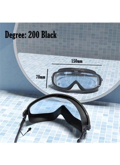 Generic Anti Fog,Anti UV,Myopia,All-around Swimming Goggles,Adjustable Swim Diving Goggles for Men Women Teenagers Eyewear with Earplug(Degree: 200 Black)  - Image 2