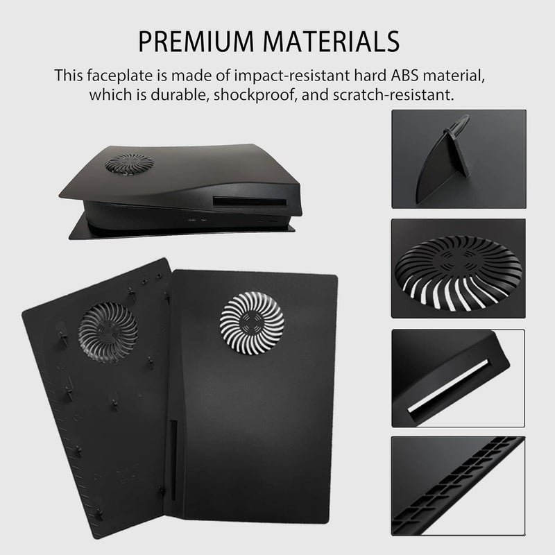 Dobewingdelou PS5 Faceplate with Cooling Vent Face Plate Console Cover for Playstation 5 Disc Edition PS5 Replacement Side Plate Shell Accessories Hard Shockproof Anti-Scratch Dustproof ABS Case Black - Image 4