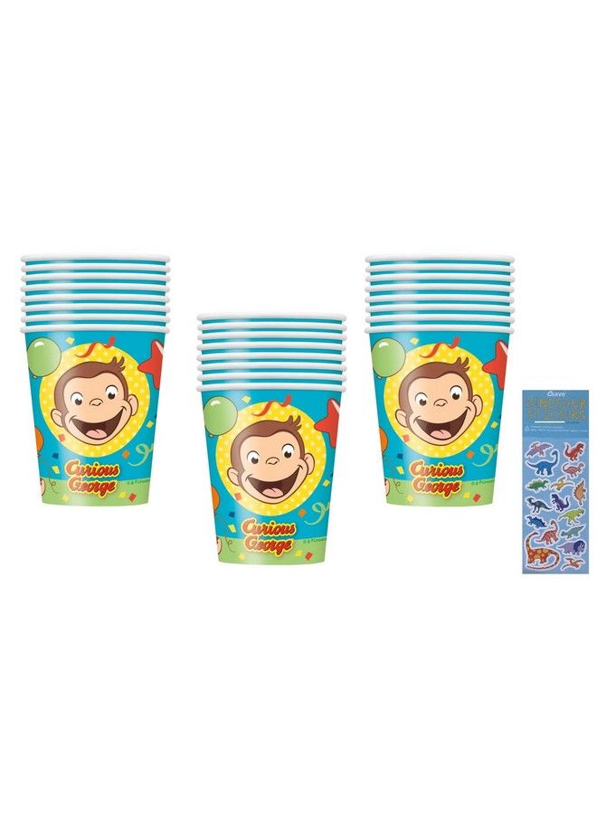 Unique Curious George Birthday Baby Party Supplies Bundle Pack Includes Party Paper Cups 24 Count - Image 1