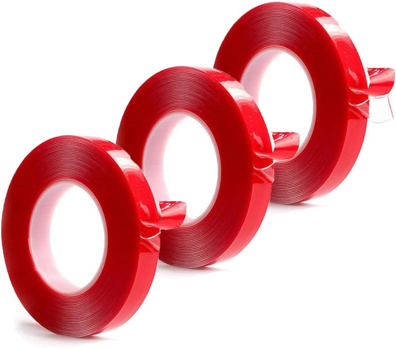 شريط لاصق مزدوج الجوانب، شريط لاصق أكريليك شفاف قابل للإزالة شديد التحمل - للتثبيت على الحائط، وتثبيت إطارات الصور، والتثبيت الخارجي، وتثبيت الأعمال الفنية (33 قدمًا × 3 لفات) (عرض 0.47 بوصة)