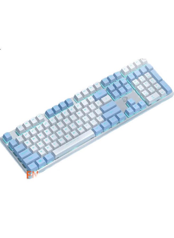Daryo Dareu Ek815 Mechanical Alloy Keyboard, Wired Keyboard, Gaming Keyboard, 108 Keys Single Backlight, For Men And Women, Computer Keyboard, White And Blue, Blue Switch - Image 3