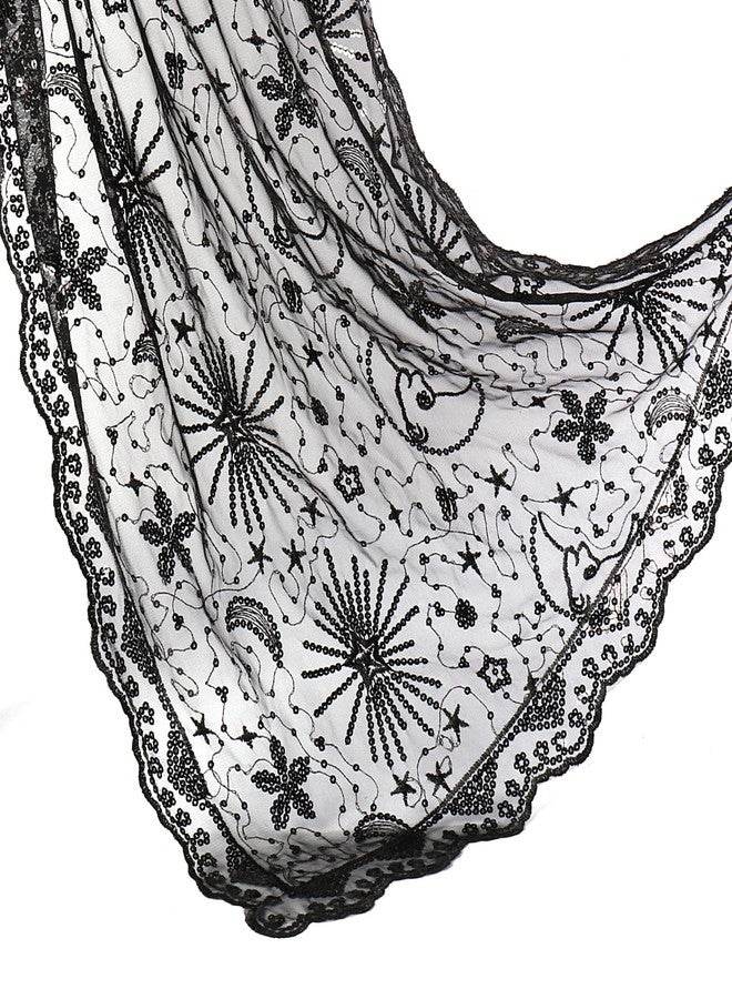 Ladiery Sequin Stars Moons Shawls and Wraps for Evening Dresses,Women sparkly Sheer Mesh Wedding Shawls for Evening Party - Image 5