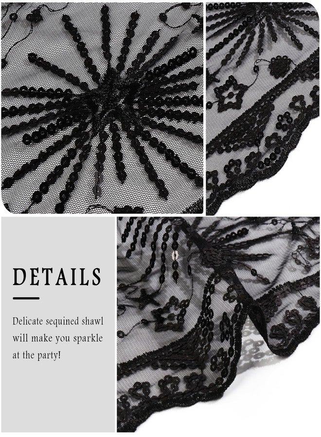 Ladiery Sequin Stars Moons Shawls and Wraps for Evening Dresses,Women sparkly Sheer Mesh Wedding Shawls for Evening Party - Image 4