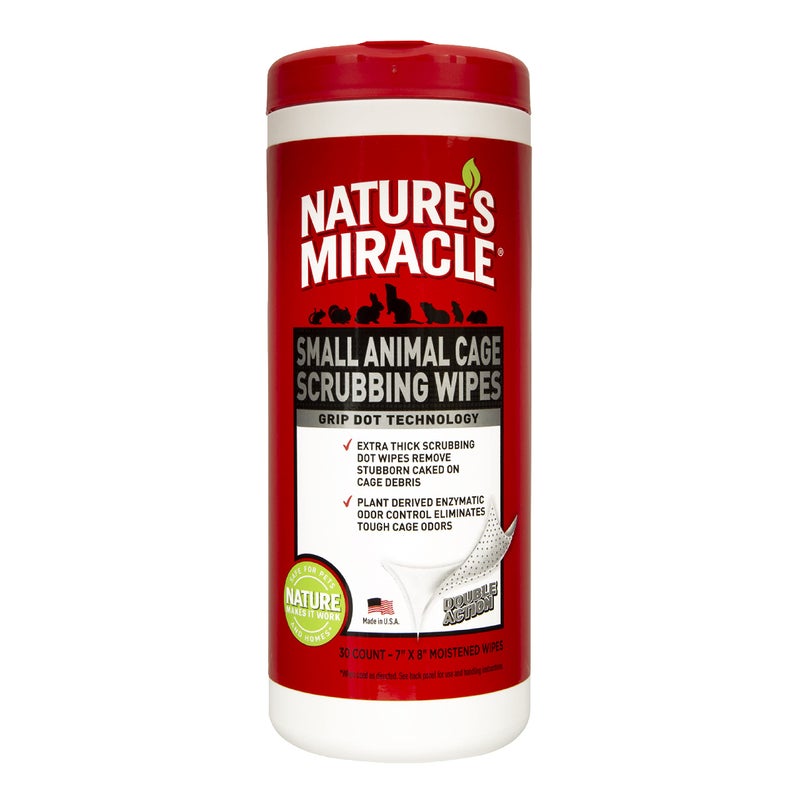 Nature's Miracle Small Animal Cage Scrubbing Wipes, Extra Thick, 30 Count (Pack of 1) - Image 1