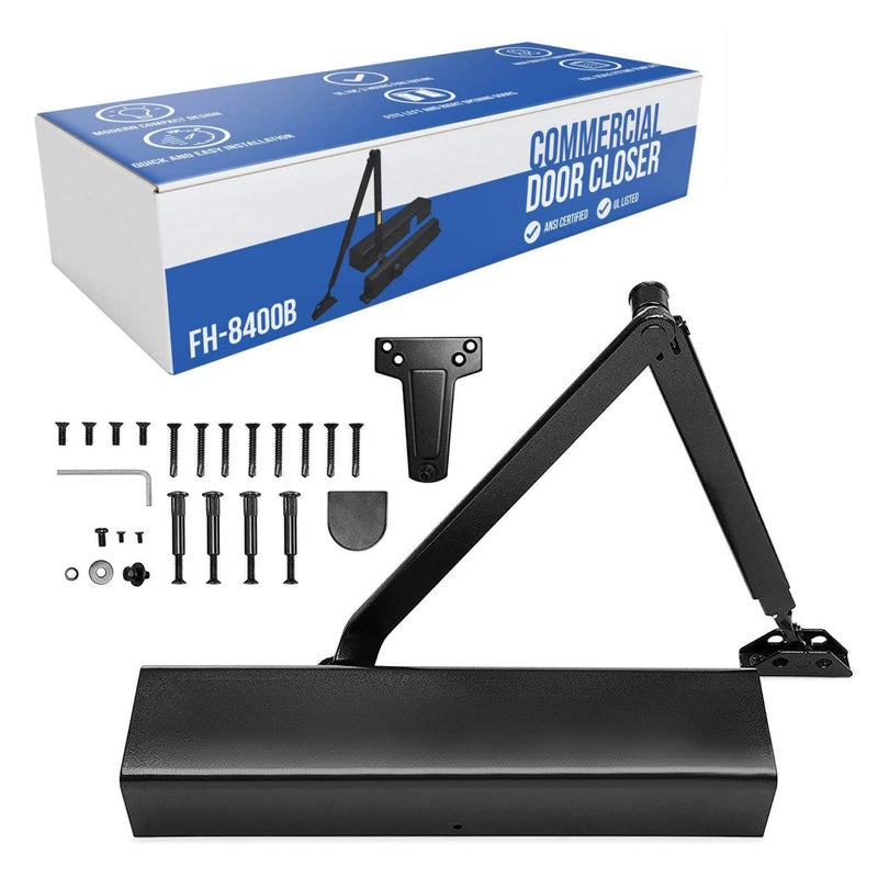 FORTSTRONG Commercial Door Closer Heavy Duty Black Automatic Door Closer UL Listed Grade 1 ADA Hydraulic Door Closers Certified FS8400B