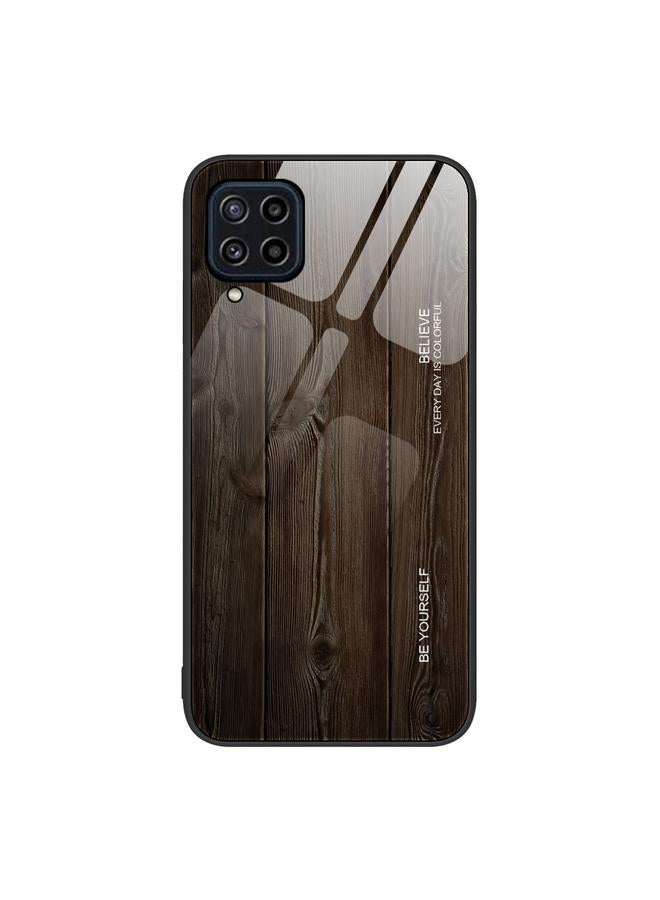 S-TOP Case For Samsung Galaxy M32 Wood Grain Glass Protective Phone Case - Image 1