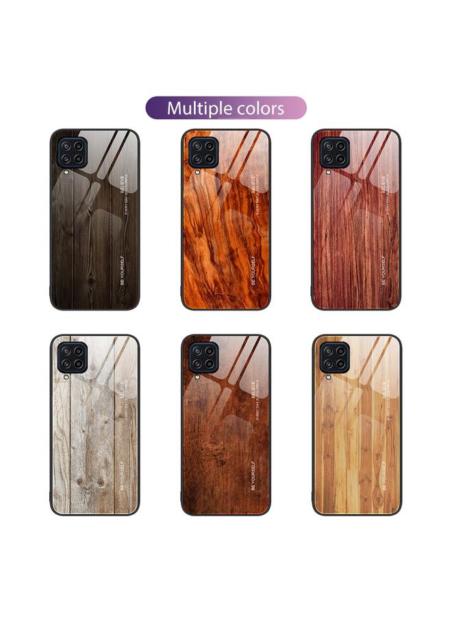 S-TOP Case For Samsung Galaxy M32 Wood Grain Glass Protective Phone Case - Image 2