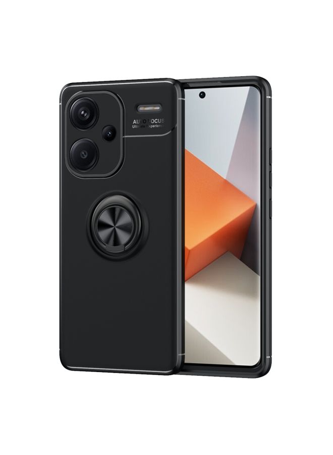 Case Cover For Xiaomi Redmi Note 13 Pro Plus Metal Ring Holder TPU Phone Case Black