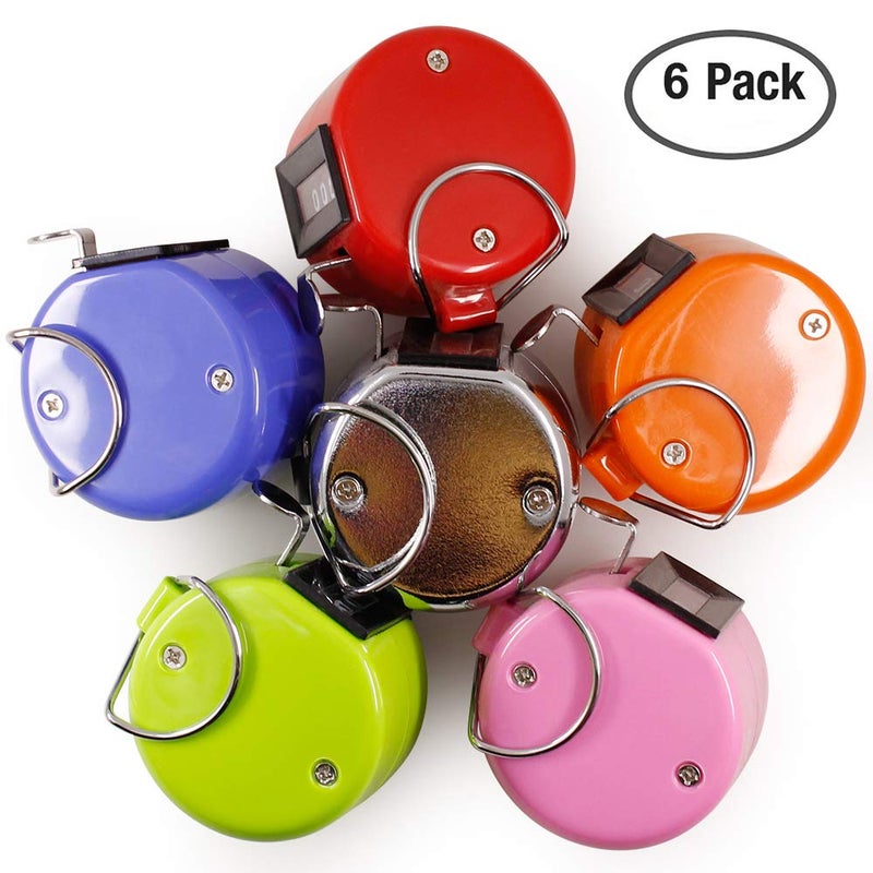AFUNTA Pack of 6 Color Handheld Tally Counter 4 Digit Number Count, Hand Mechanical Clicker Counter - Pitch Counter for Coaching/Lap/Sport/School/Event - Image 2