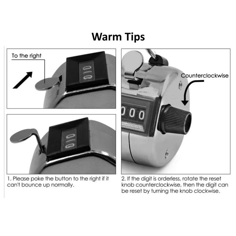 AFUNTA Pack of 6 Color Handheld Tally Counter 4 Digit Number Count, Hand Mechanical Clicker Counter - Pitch Counter for Coaching/Lap/Sport/School/Event - Image 3