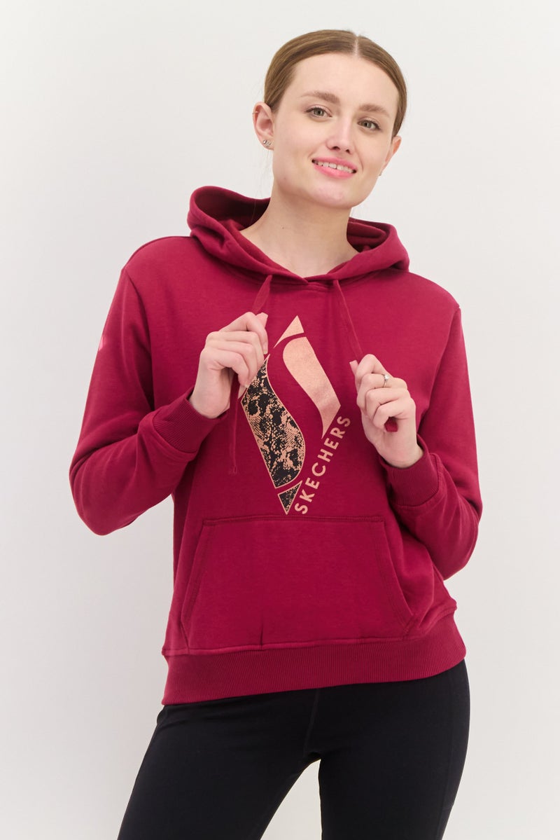 SKECHERS Women Sportswear Fit Long Sleeves Outdoor Hoodie, Burgundy  - Image 1