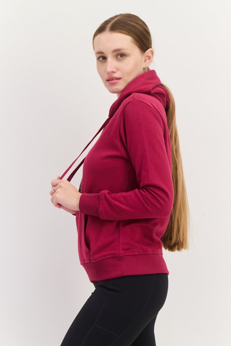 SKECHERS Women Sportswear Fit Long Sleeves Outdoor Hoodie, Burgundy - Image 2