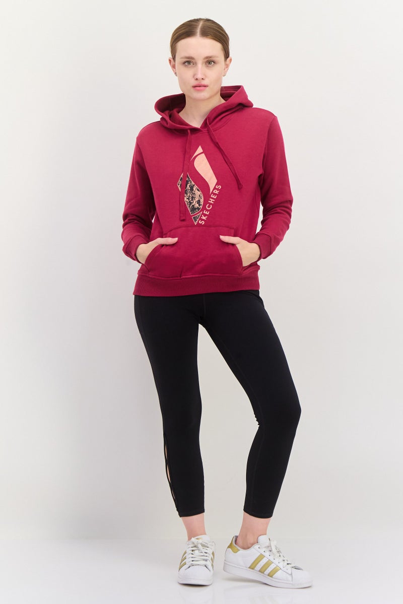 SKECHERS Women Sportswear Fit Long Sleeves Outdoor Hoodie, Burgundy - Image 4