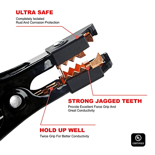 AWELTEC UL-Listed Jumper Cables - 2 Gauge 20 Feet Battery Jumper Cables for Car, Heavy Duty Booster Cables (2AWG x 20Ft) with Carry Bag, Safety Gloves and Iron Brush - Image 3