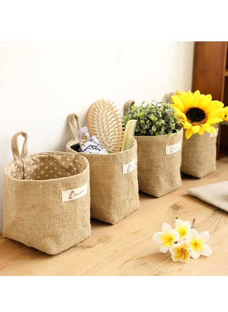 Bukela 3/6Pcs Cotton Storage Basket Cotton Storage Bag Hanging Wall Closet Storage Bag Linen Storage Baskets for Wall Door Closet (3pcs-Green) - Image 3