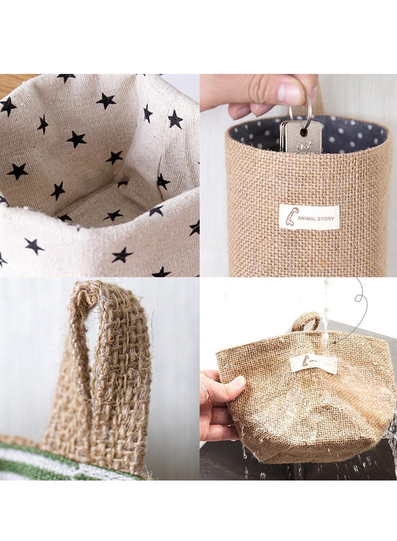 Bukela 3/6Pcs Cotton Storage Basket Cotton Storage Bag Hanging Wall Closet Storage Bag Linen Storage Baskets for Wall Door Closet (3pcs-Green) - Image 5