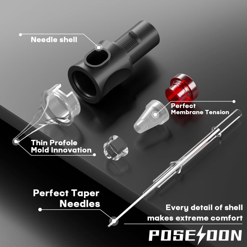 Vidattx Poseidon 50PCS Tattoo Cartridge Needles Assorted Mixed Size #10 Round Liner - 1003RL 1005RL 1007RL 1009RL 1011RL with Membrane Professional Disposable Tattoo Needles - Image 3
