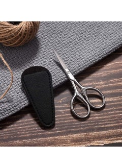 RATSAW Small Precision Scissors 3.5inch Stainless Steel Multi Purpose Vintage Beauty Grooming Kit for Facial Hair Eyebrow Eyelash Beard Moustache with PU Sheath  - Image 4