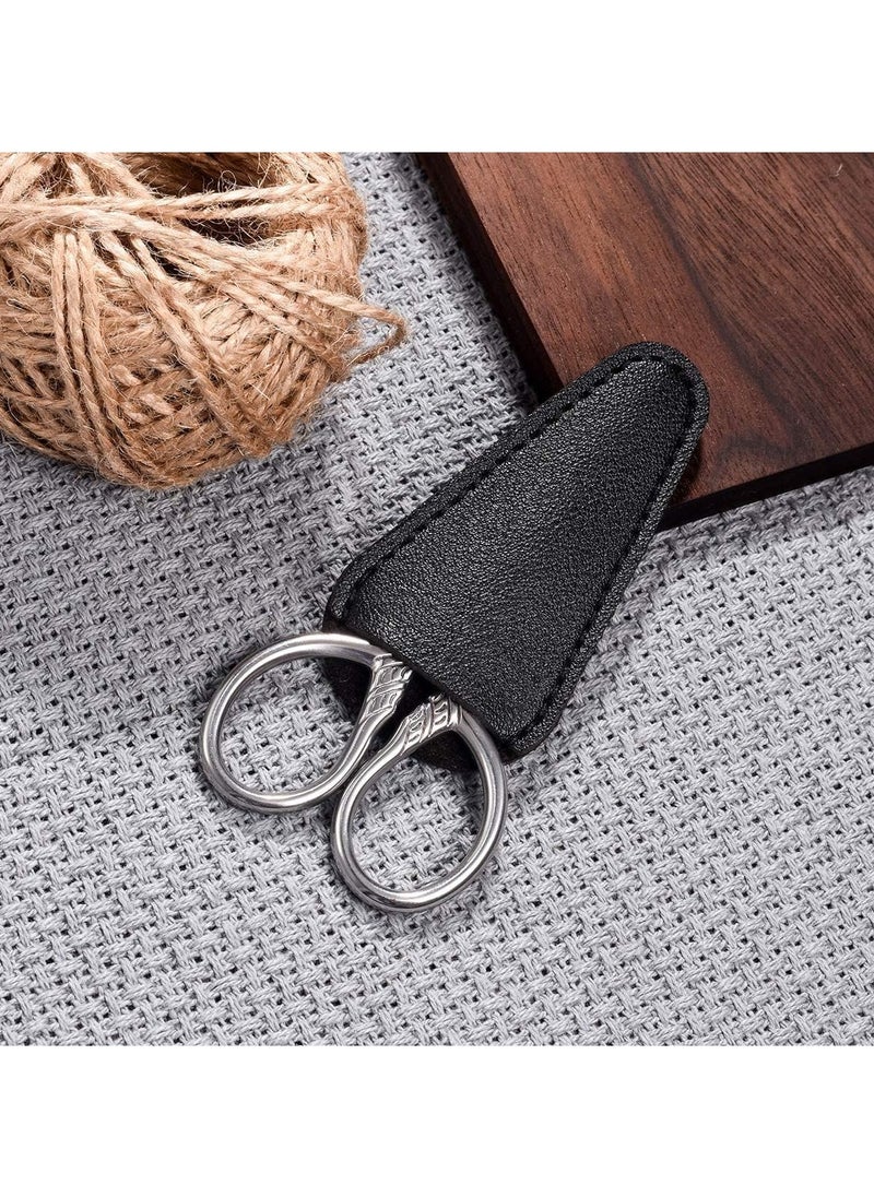 RATSAW Small Precision Scissors 3.5inch Stainless Steel Multi Purpose Vintage Beauty Grooming Kit for Facial Hair Eyebrow Eyelash Beard Moustache with PU Sheath  - Image 2