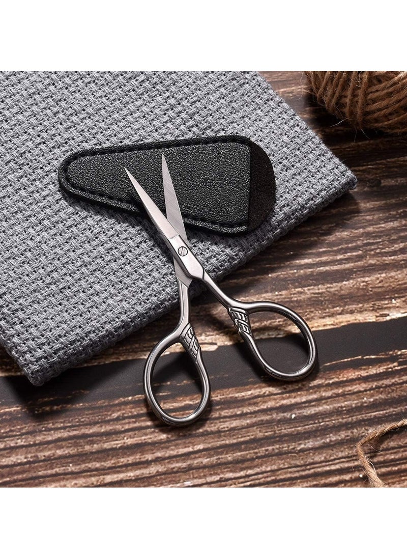 RATSAW Small Precision Scissors 3.5inch Stainless Steel Multi Purpose Vintage Beauty Grooming Kit for Facial Hair Eyebrow Eyelash Beard Moustache with PU Sheath  - Image 5